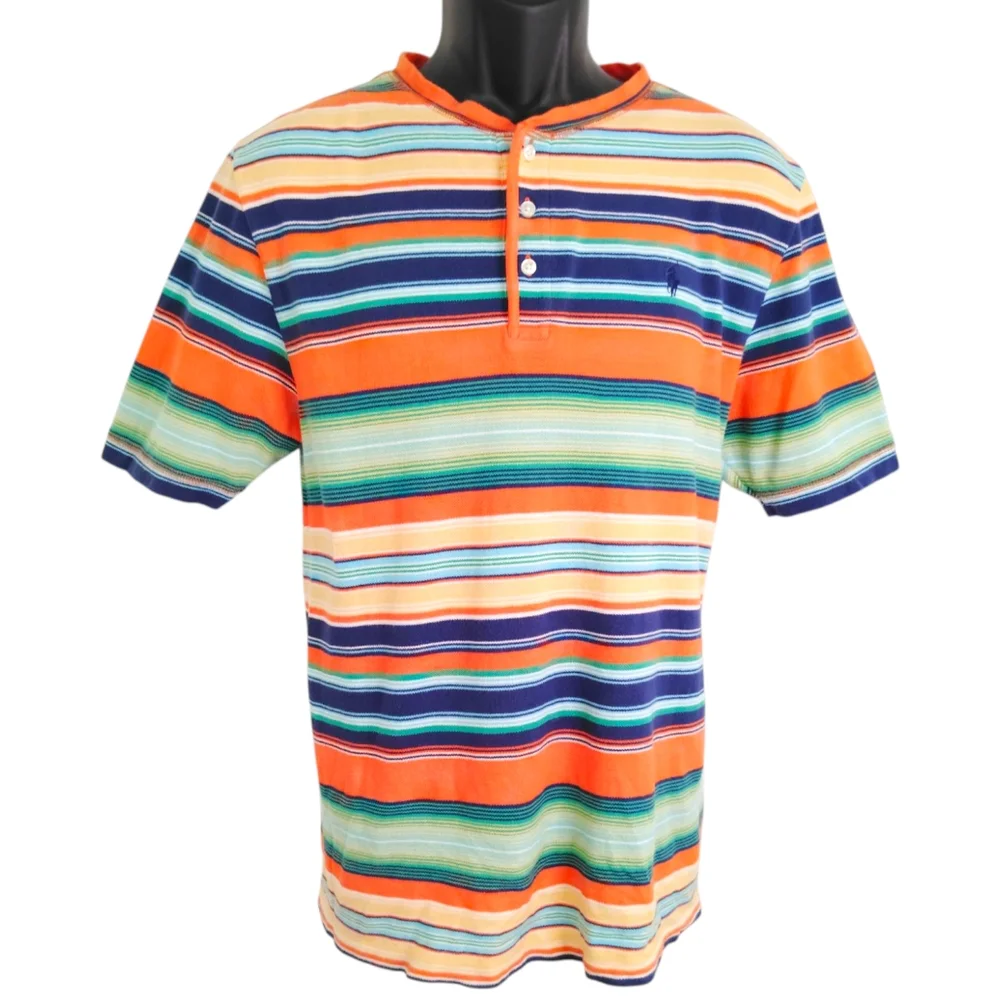Polo By Ralph Lauren Striped Three Button Short Sleeve T-Shirt‎ Sz XL